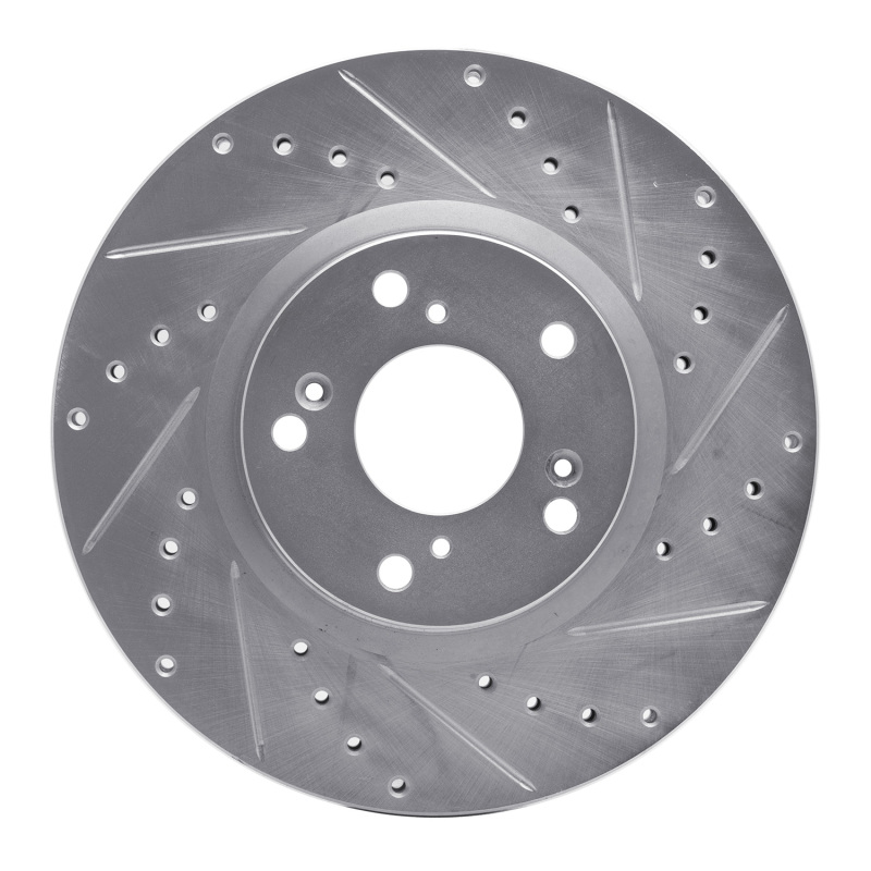 Acura RSX Brake Rotor (1) - Front Right - R1 Concepts - Drilled & Slotted - Silver - `02-`15